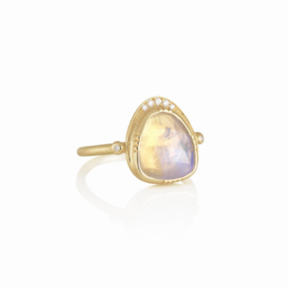 Moonstone Ellipse Halo Ring by Brooke Gregson