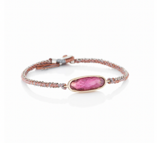 Icicle Pink Tourmaline Silk Silver Bracelet by Brooke Gregson