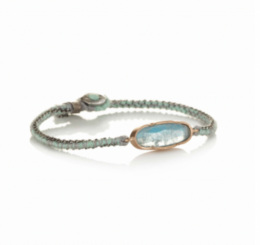 Icicle Aquamarine Silk Silver Bracelet by Brooke Gregson