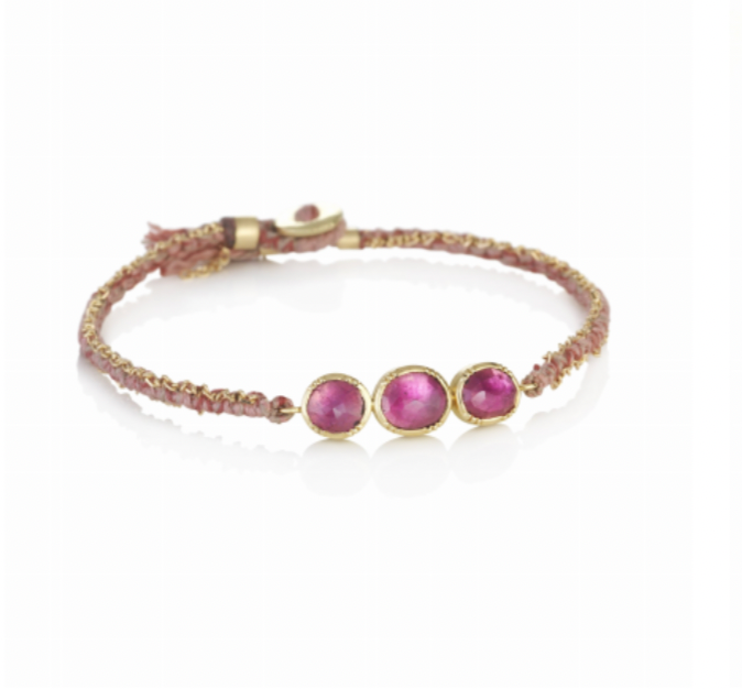 Triple Orbit Pink Sapphire Silk Gold Bracelet by Brooke Gregson