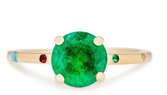 Kinship Ring with Emerald Solitaire by Scosha