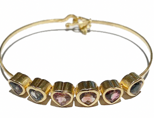 Pink Tourmaline Heart Bracelet - 18K yellow gold by Christine Alexiou