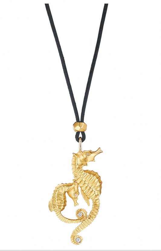 Loving Seahorse Pendant on Leather by Susan Gordon