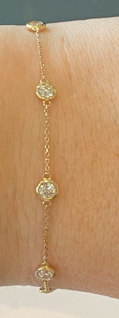 Yellow Gold Bezel Set Diamond Bracelet