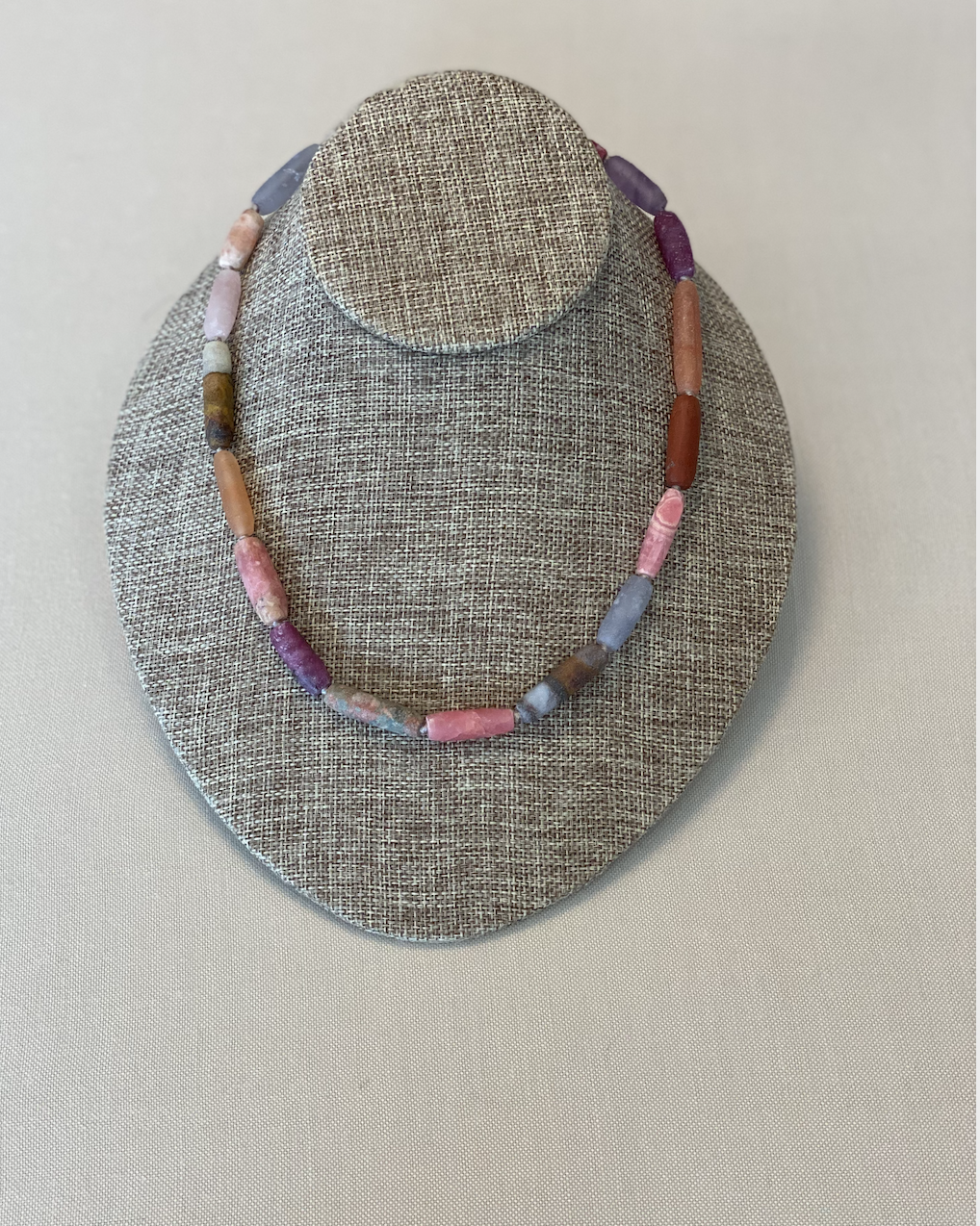 Hand brushed gemstone beaded necklace