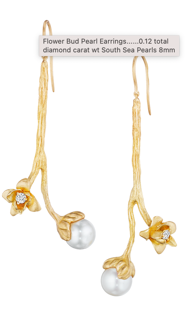 Flower Bud and Pearl Earrings by Susan Gordon