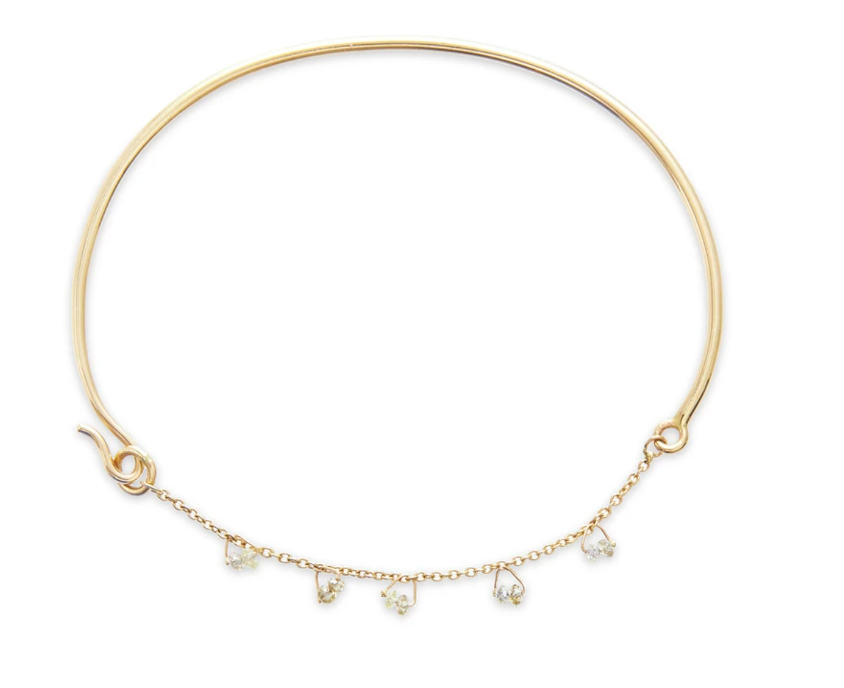 Diamond Bead Chain Bangle Bracelet