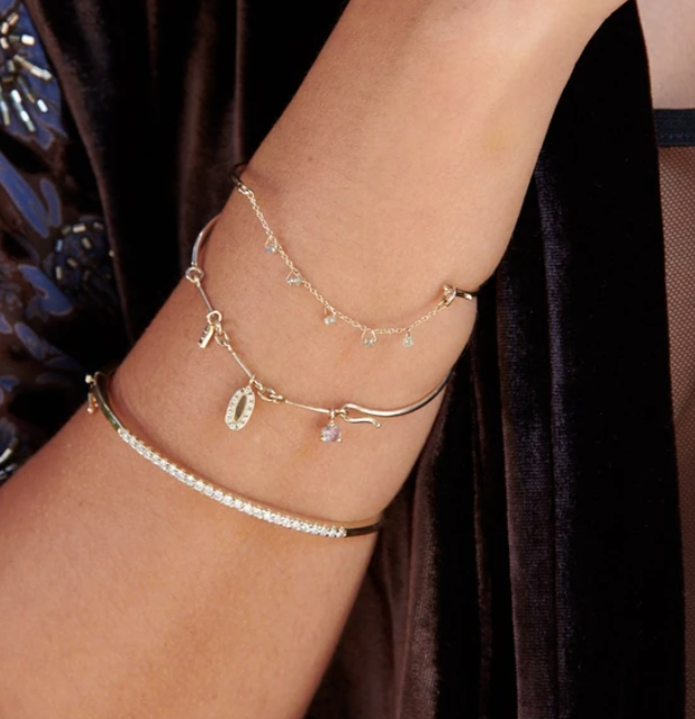 Diamond Bead Chain Bangle Bracelet