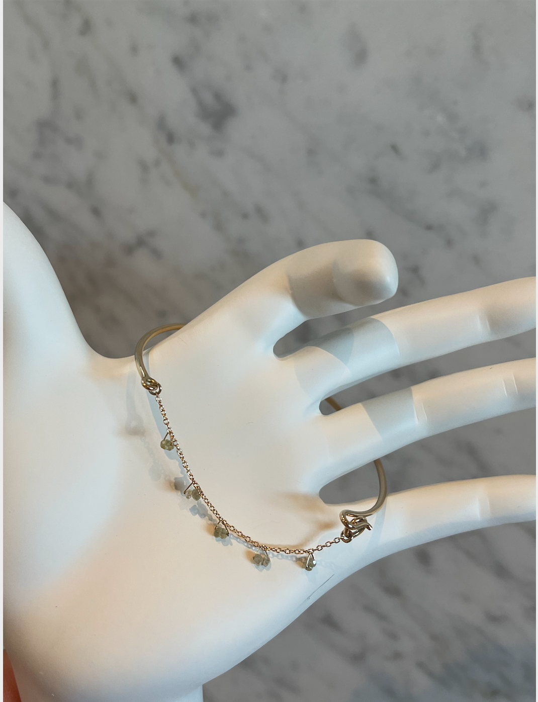 Diamond Bead Chain Bangle Bracelet