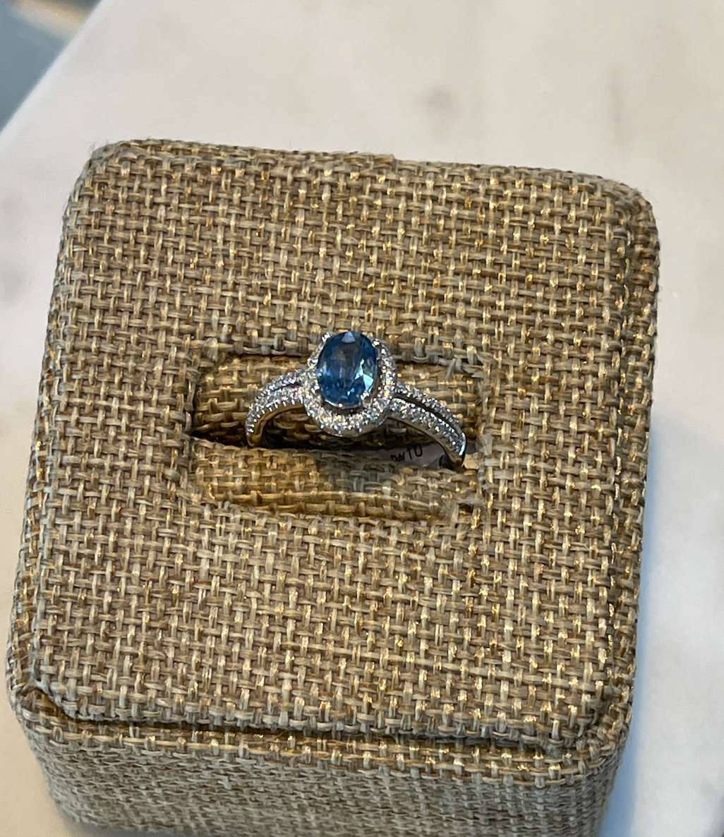 Oval Sapphire and Diamond White Gold Ring