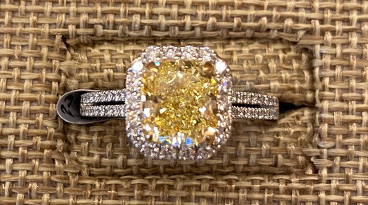 Emerald Cut Fancy Yellow Diamond Ring