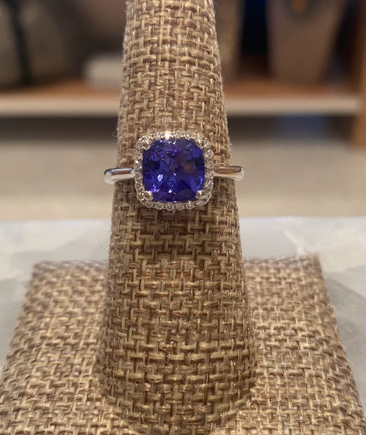 Cushion Tanzanite Ring