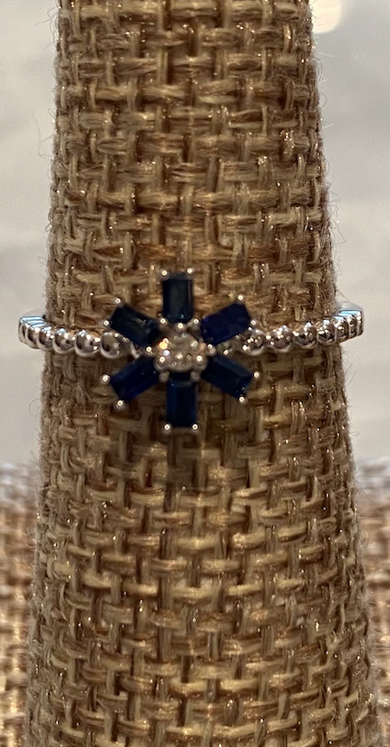 Sapphire Flower Stackable Ring