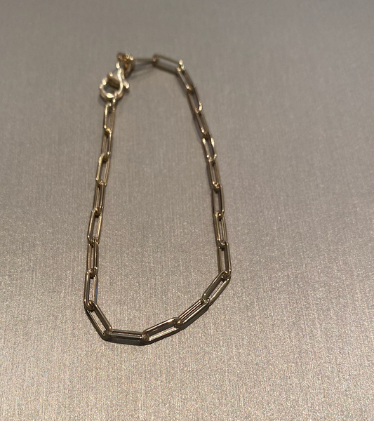 Thin Paperclip Link Gold Bracelet