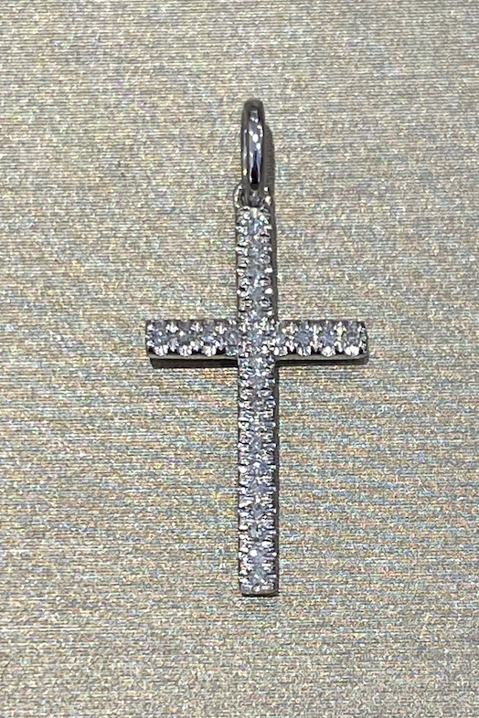 White Gold Diamond Cross Charm