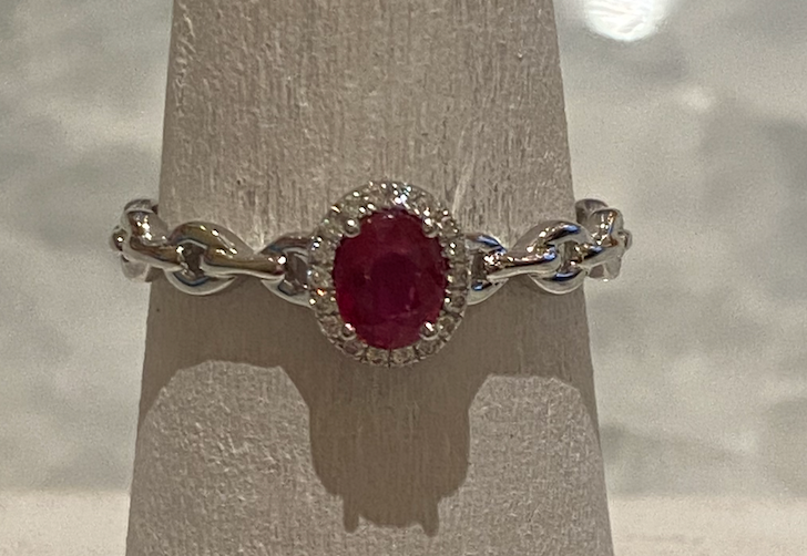 14k White Gold Ruby and Diamond Ring