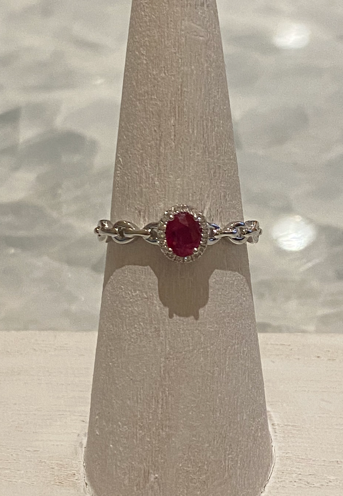 14k White Gold Ruby and Diamond Ring