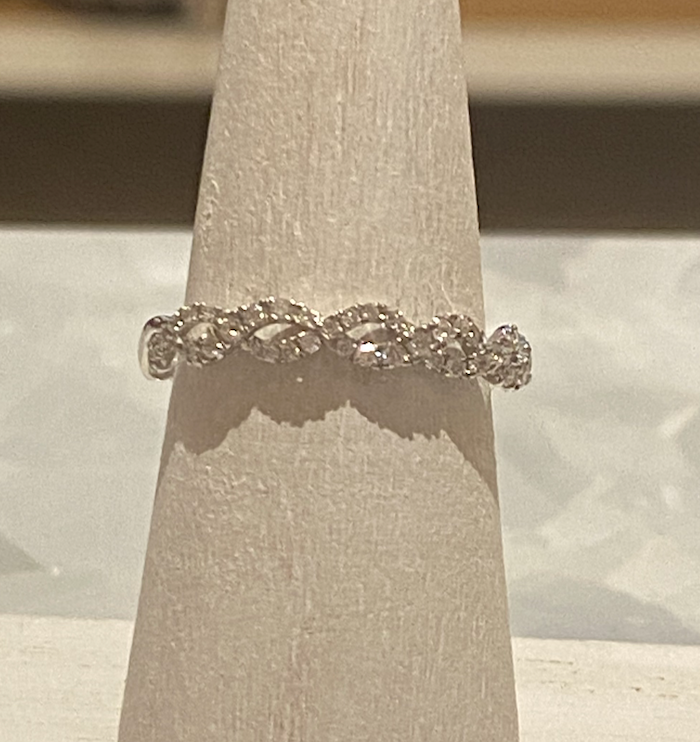 14k White Gold and Diamond Twisted Ring