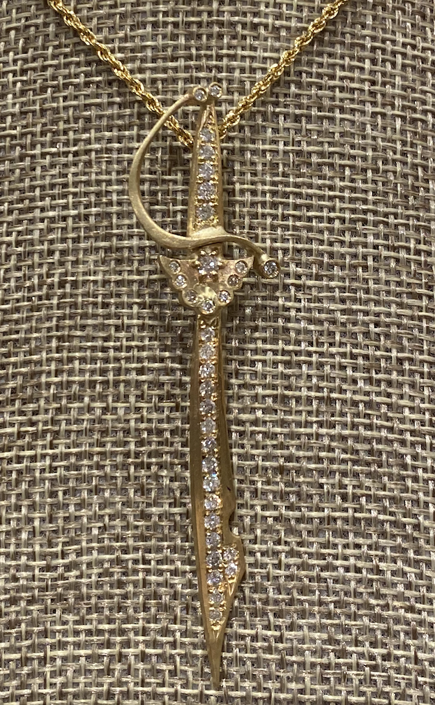 10k Yellow Gold & Diamond Sword Charm