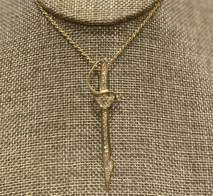 10k Yellow Gold & Diamond Sword Charm