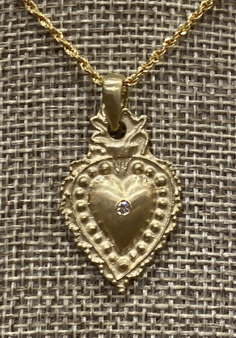 10k Yellow Gold and Diamond Heart Charm