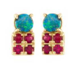 Quad Round Stone Stud Rock Earrings (Pair)