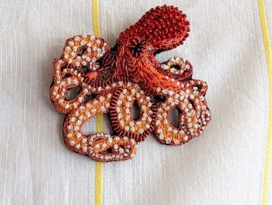 Ruby Octopus brooch pin