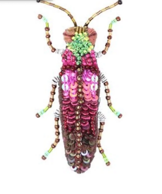 Pink Jewel Beetle brooch pin