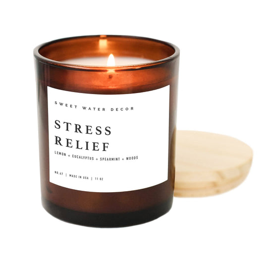 Stress Relief Soy Candle | 11 oz Amber Jar Candle