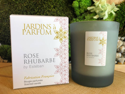 Bougie parfumée Rhubarbe Rose, parfums Estéban, 25 heures