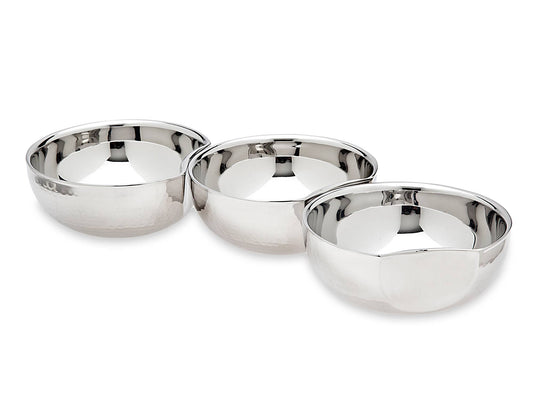 Set of 3 Stainless Steel Hammered Connecting Bowls