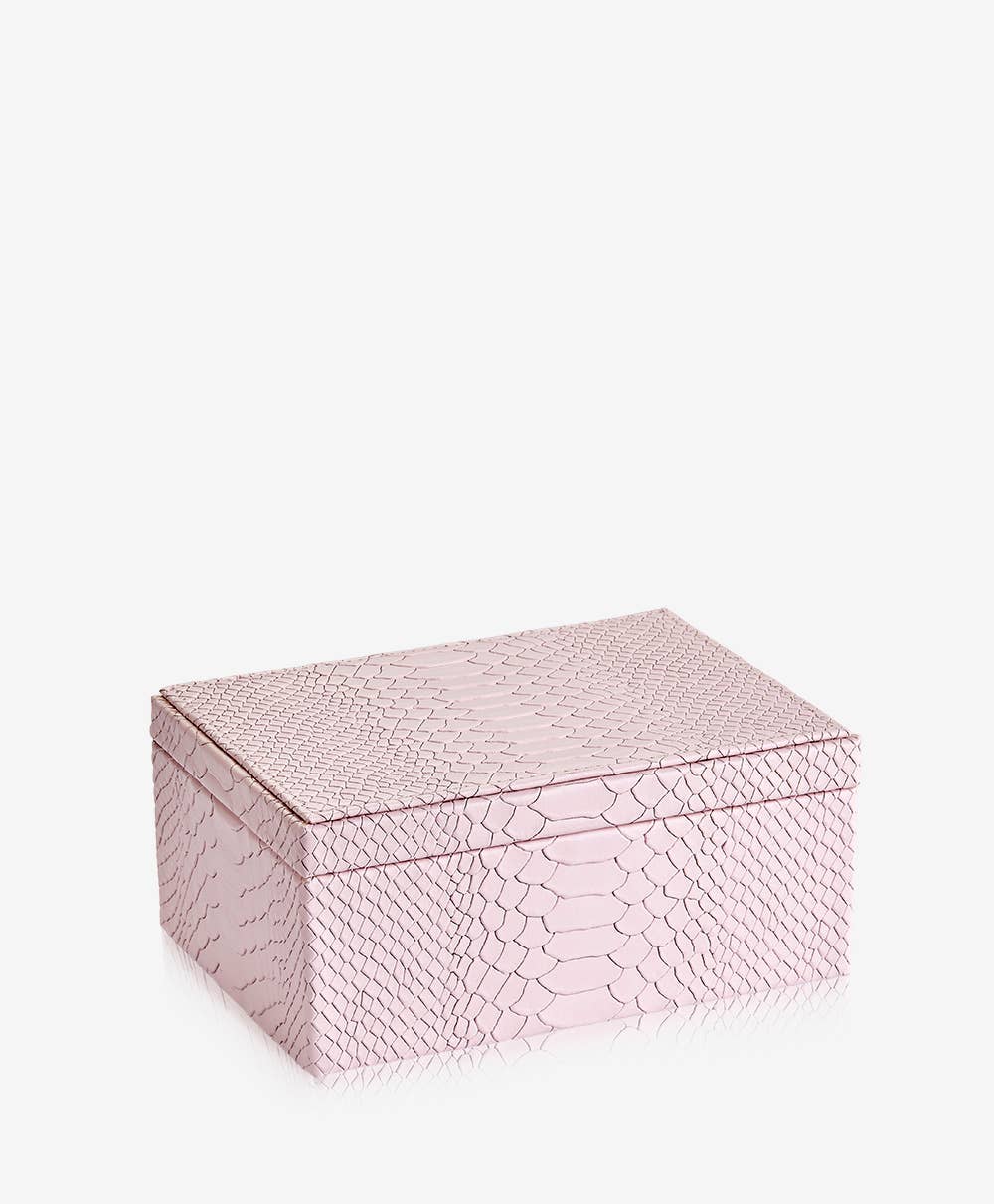 Medium Box in Petal Pink Embossed Python Leather