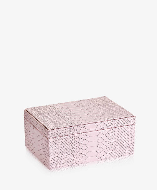 Medium Box in Petal Pink Embossed Python Leather