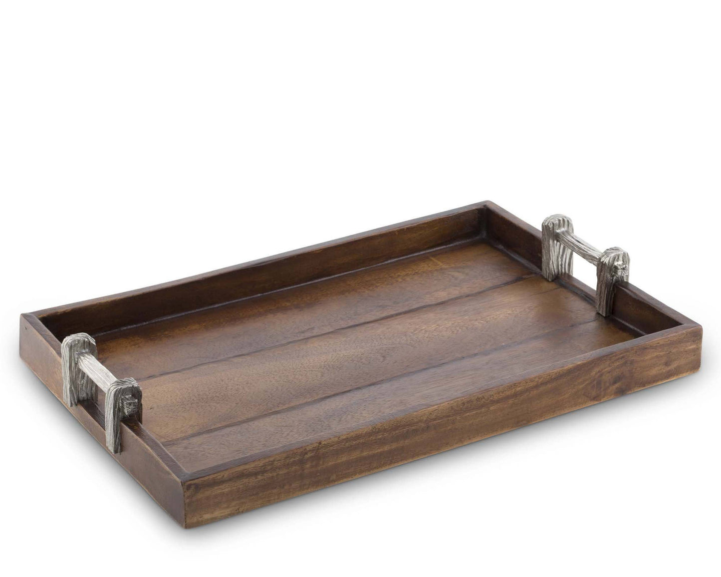 Wood Tray with Faux Bois Handles