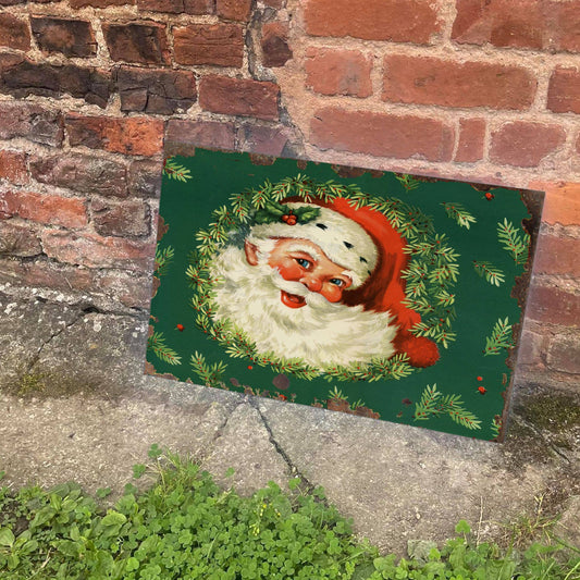 Vintage Green Father Christmas - Metal Vintage Wall Sign