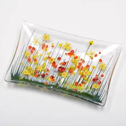 Handmade Fused Glass -  Daffodil Medium Dish