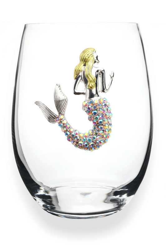 The Queens' Jewels® - Aurora Borealis Mermaid Jeweled Stemless Wine Glass