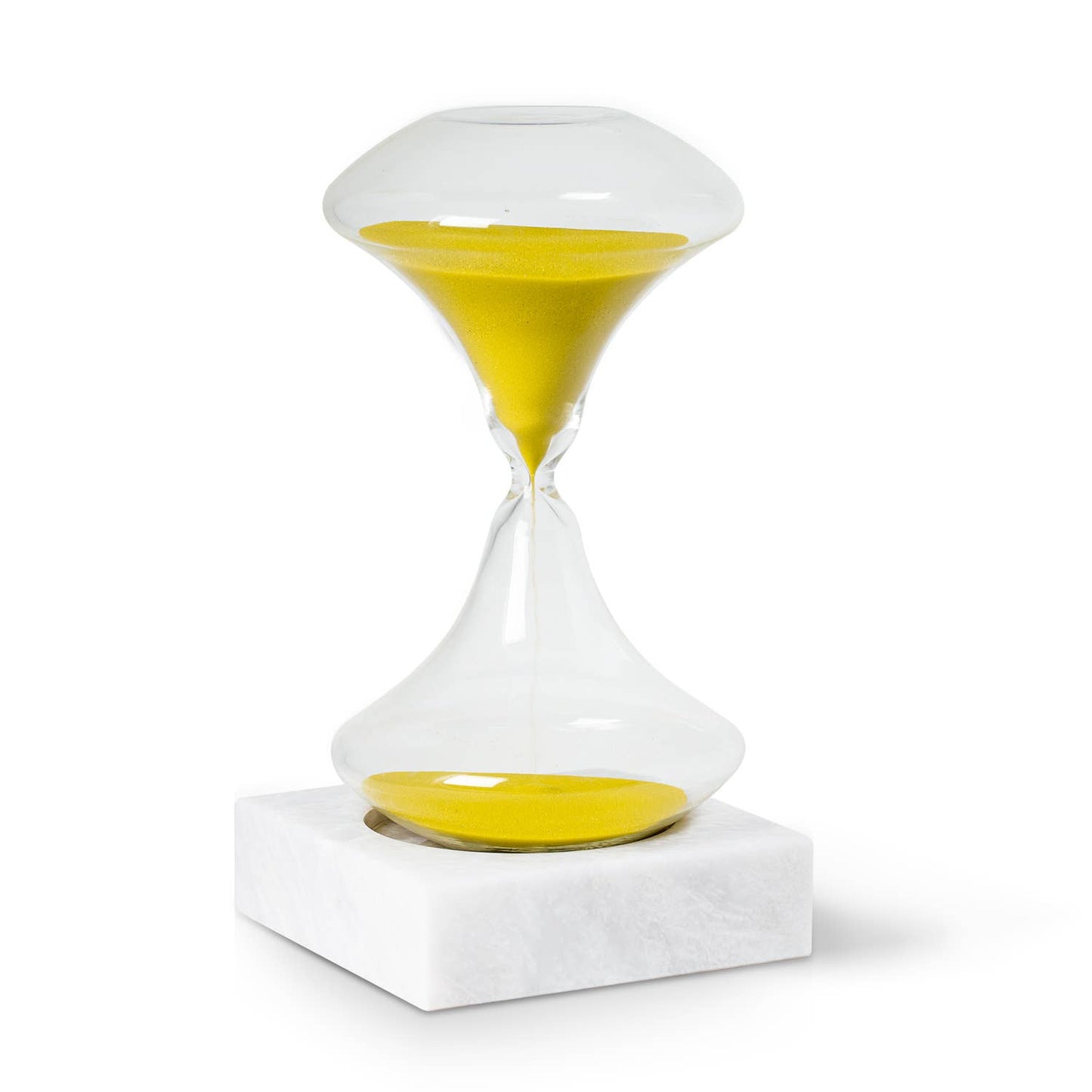 Luna Art Deco Hourglass on White Marble Base - Neon Yellow