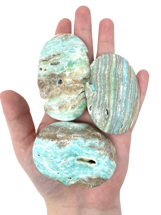 Blue Caribbean Calcite Palm Stones