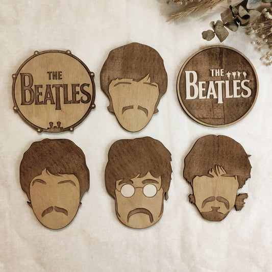 The Beatles Wooden Coasters S/6