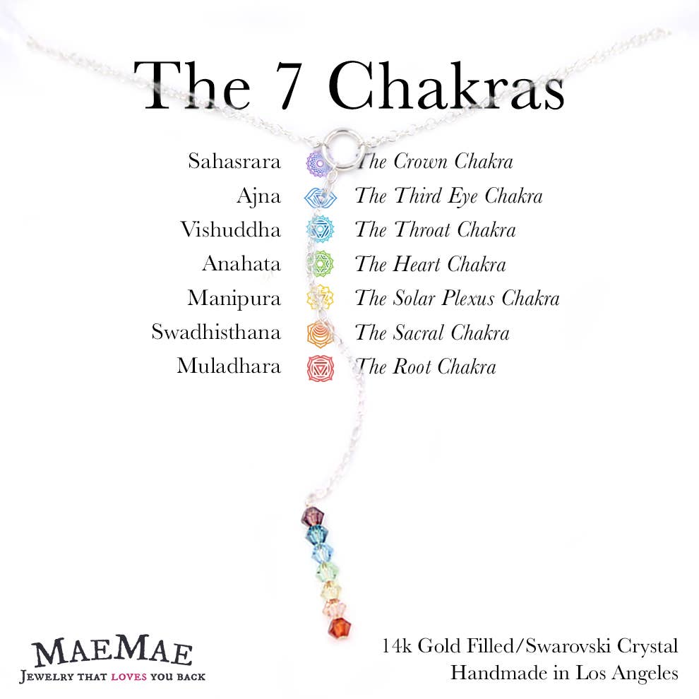 7 Chakras Lariat Necklace: Sterling Silver