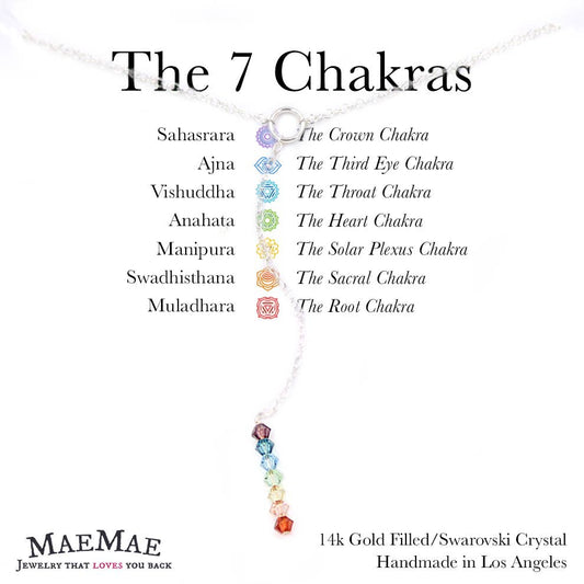 7 Chakras Lariat Necklace: Sterling Silver