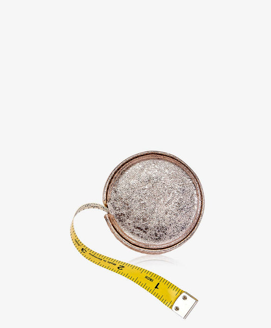 Tape Measure in Rose Gold Crackle Metallic Leather