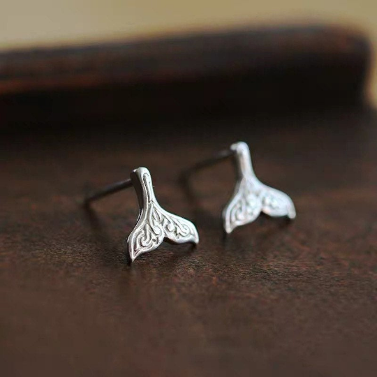 Mermaid Tail Earrings, Studs, Sterling Silver, Fishtail Earrings, Fairytale Earrings , Cutest, Delicate