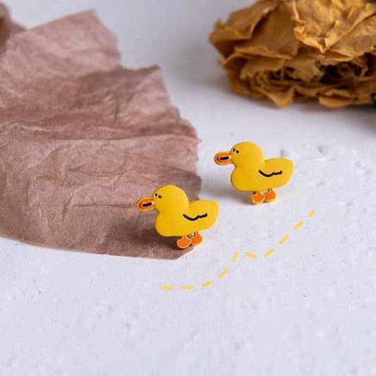 Enamel duck earrings | Funny | Cute| Simple| Yellow duck | Best gift| Hand painted enamel earrings| Kawaii| Japanese| Anime