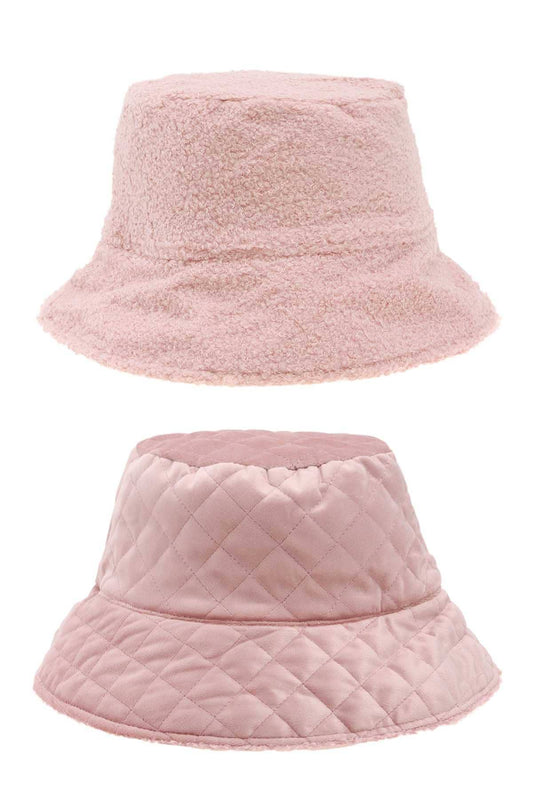 Quilted Velvet and Fur Reversible Bucket Hat