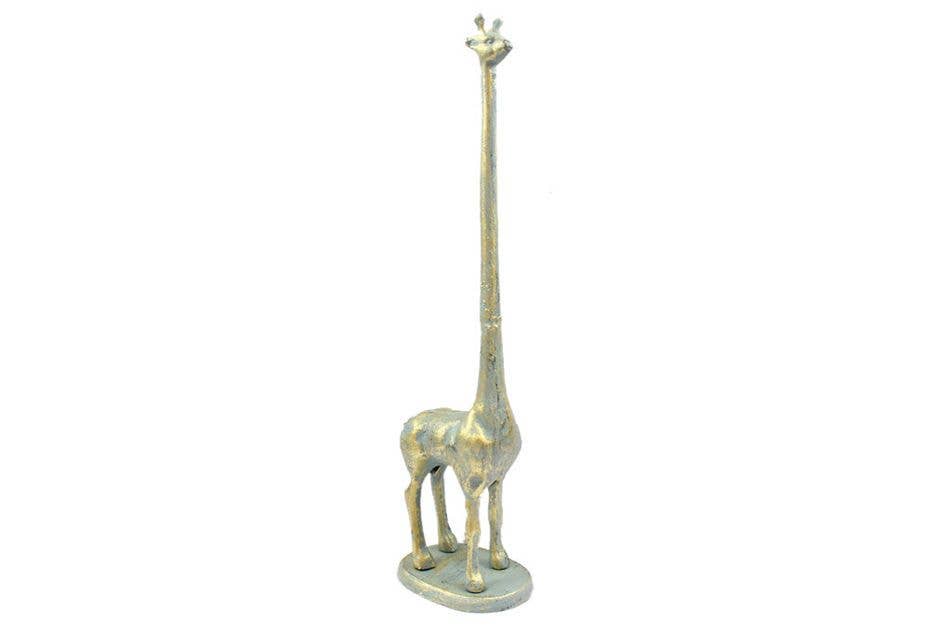 Antique Seaworn Bronze Cast Iron Giraffe Paper Towel Holder 19"