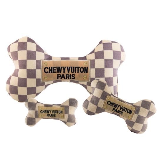 Checker CV Bone Sampler Squeaker Dog Toy