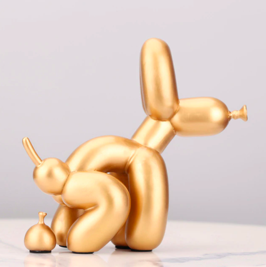 Gold Poop Balloon Dog Statue