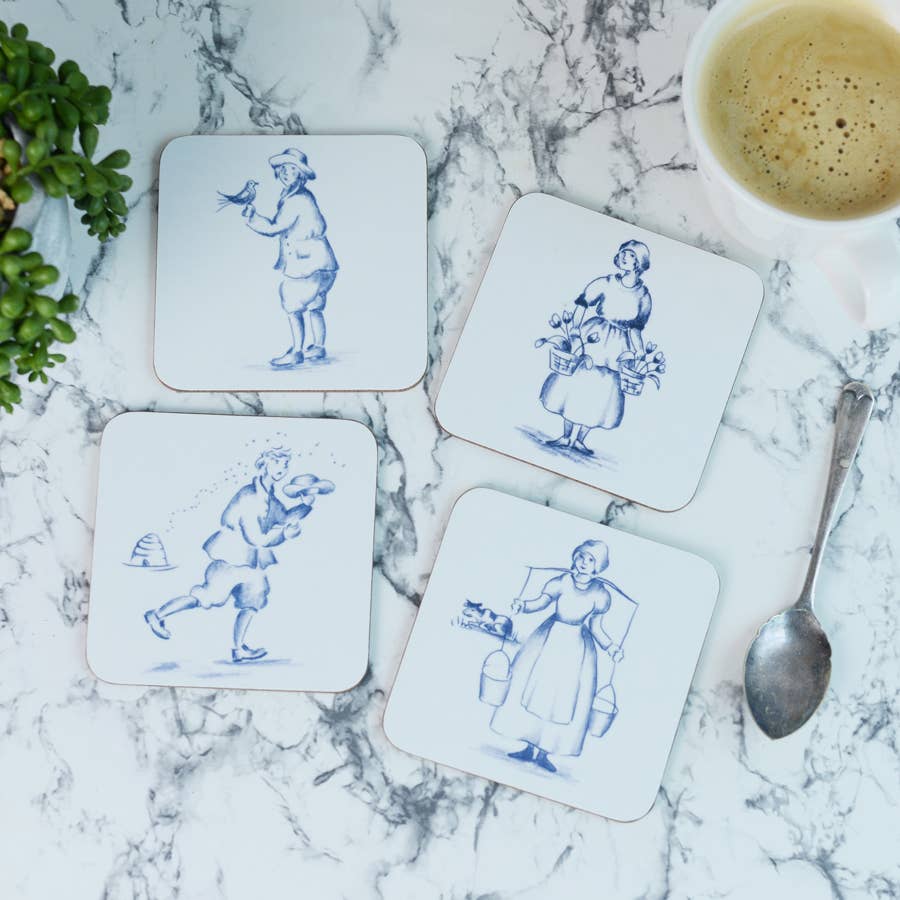 Delft Garden Figure Coasters